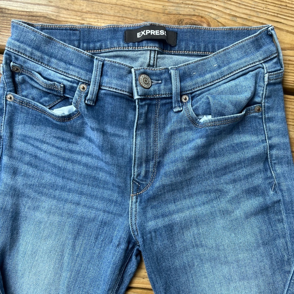 Express Size 4 Mid Rise Legging Women's Blue Denim Skinny Jeans - Picture 6 of 10